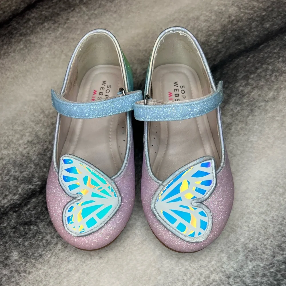 Sophia Webster Mini Butterfly Iridescent Rainbow Glitter Flats Infant Baby